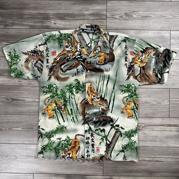 Crazy Y2K Snake Eyes Tiger Button Up Shirt - Picture 1 of 4